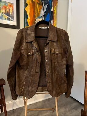 Vintage Birch Hill Brown Crocodile Print Button Jacket
